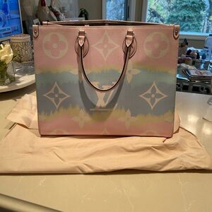 Elegant Pink and Blue Designer Tote Bag